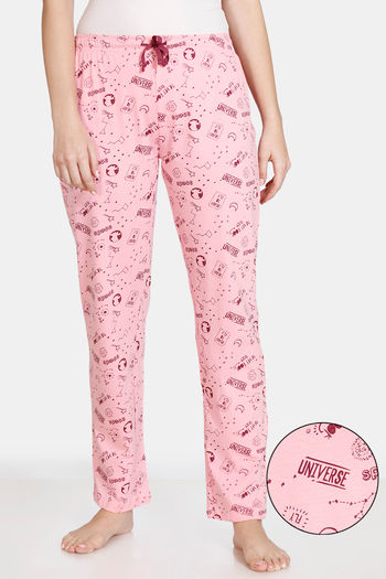 Buy Zivame Galaxy Print Knit Cotton Pyjama  - Candy Pink